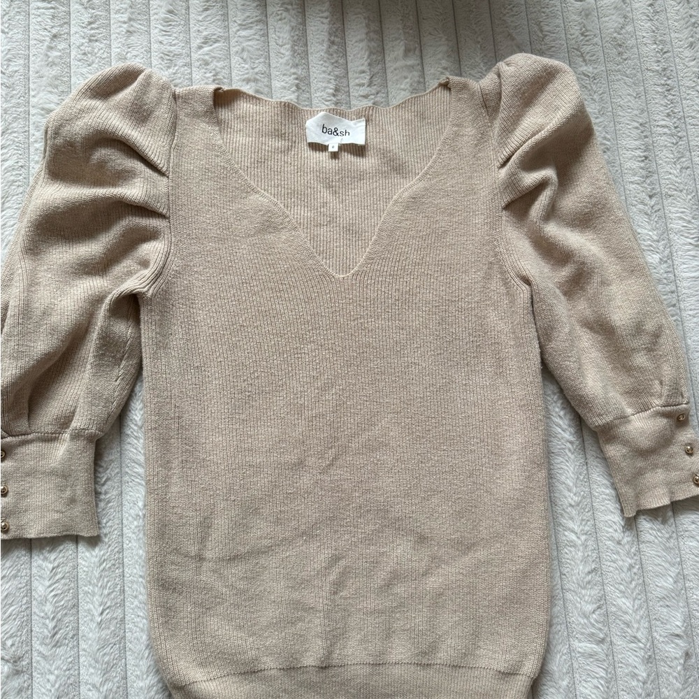 ba&sh Beige V-Neck Sweater